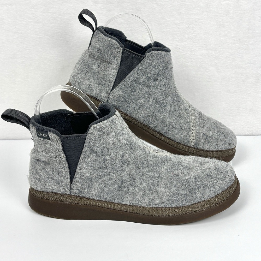 Chaco Revel Chelsea Gray Fleece Felted Slip On V-Gore Boots Women 8.5 JCH108910
